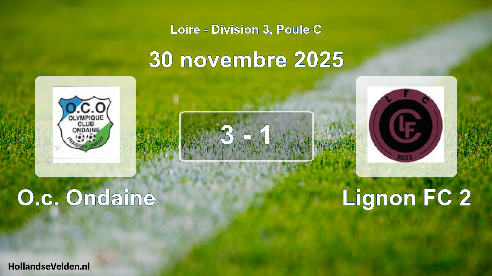 Gespeelde wedstrijd: O.c. Ondaine - Lignon FC 2 3 - 1 (30 november 2025)