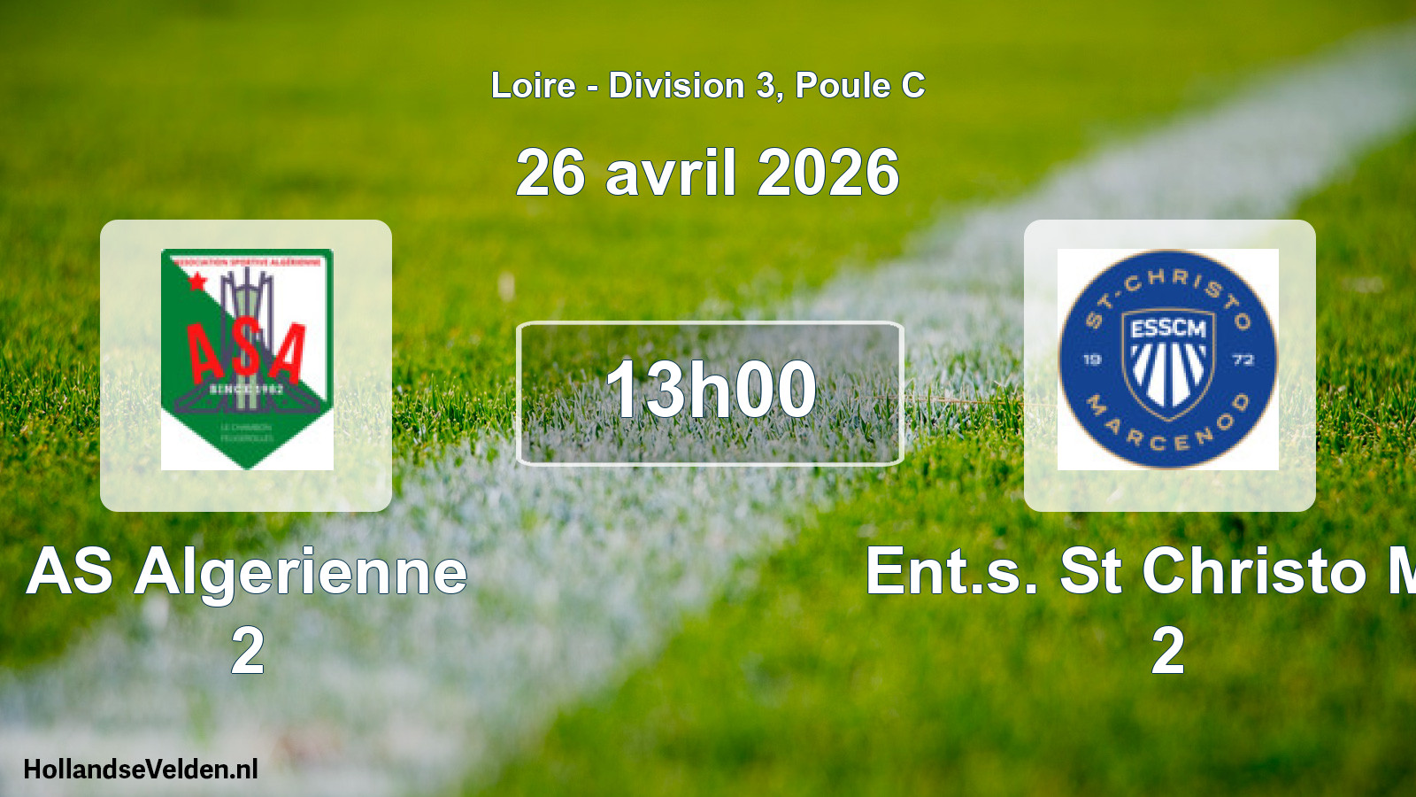 Match programmé: AS Algerienne 2 - Ent.s. St Christo Ma 2 (26 avril 2026)