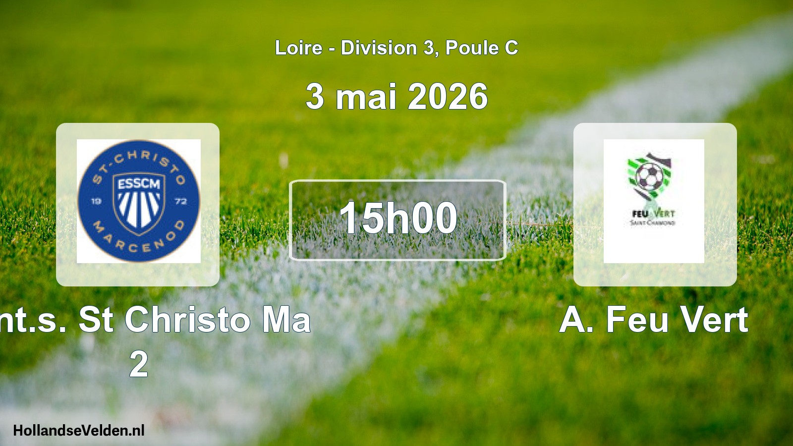Geplande wedstrijd: Ent.s. St Christo Ma 2 - A. Feu Vert (3 mei 2026)