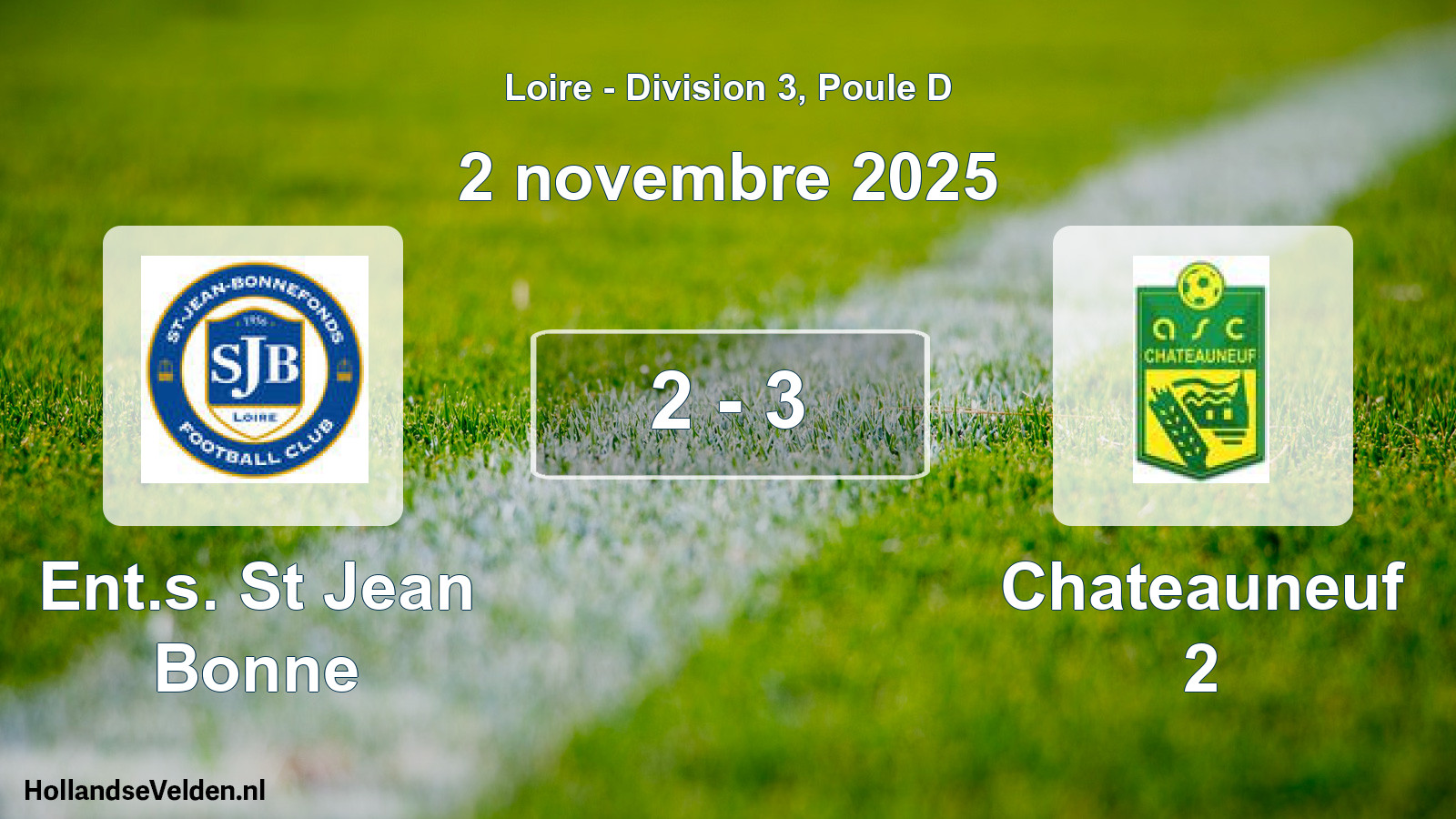 Match joué: Ent.s. St Jean Bonne - Chateauneuf 2 2 - 3 (2 novembre 2025)