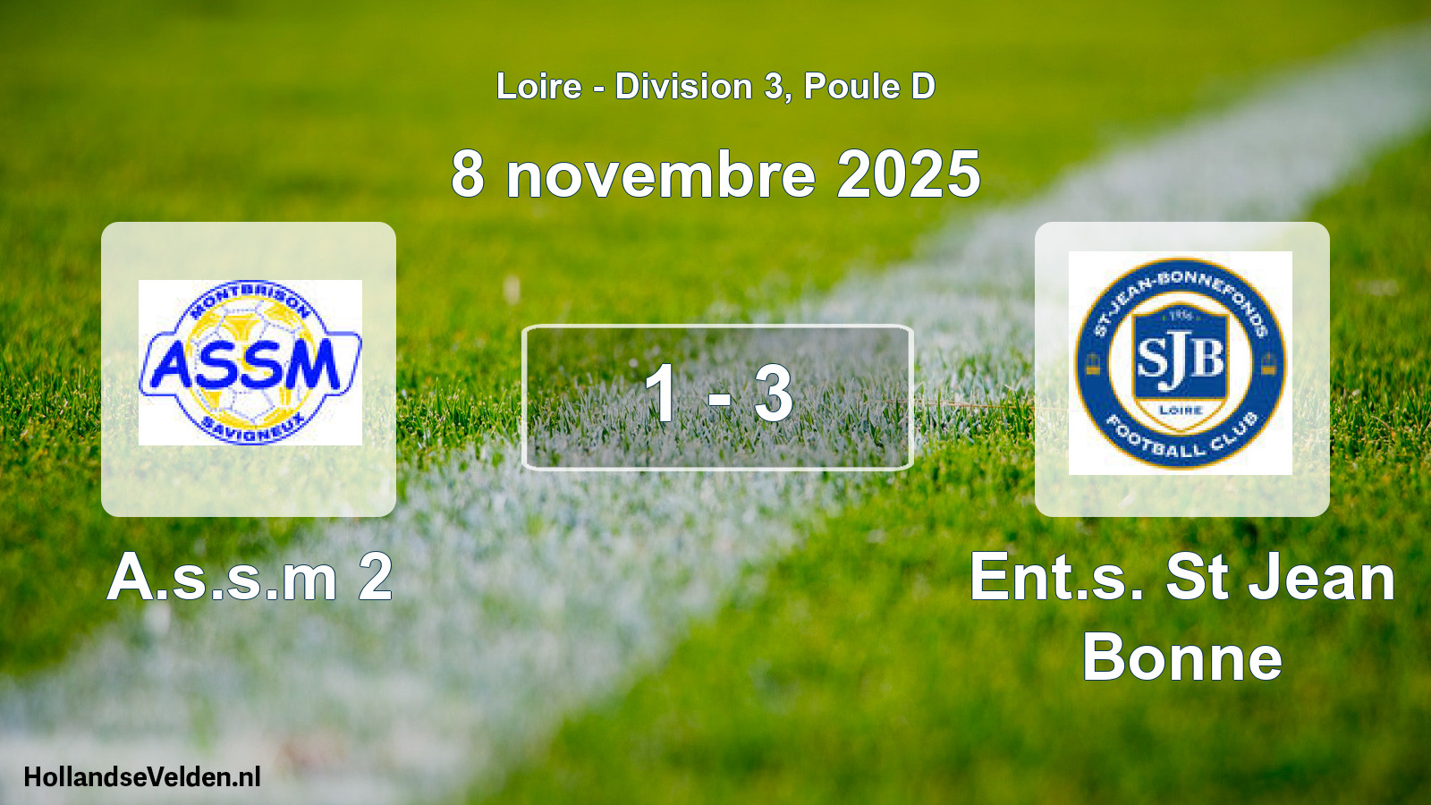 Gespeelde wedstrijd: A.s.s.m 2 - Ent.s. St Jean Bonne 1 - 3 (8 november 2025)