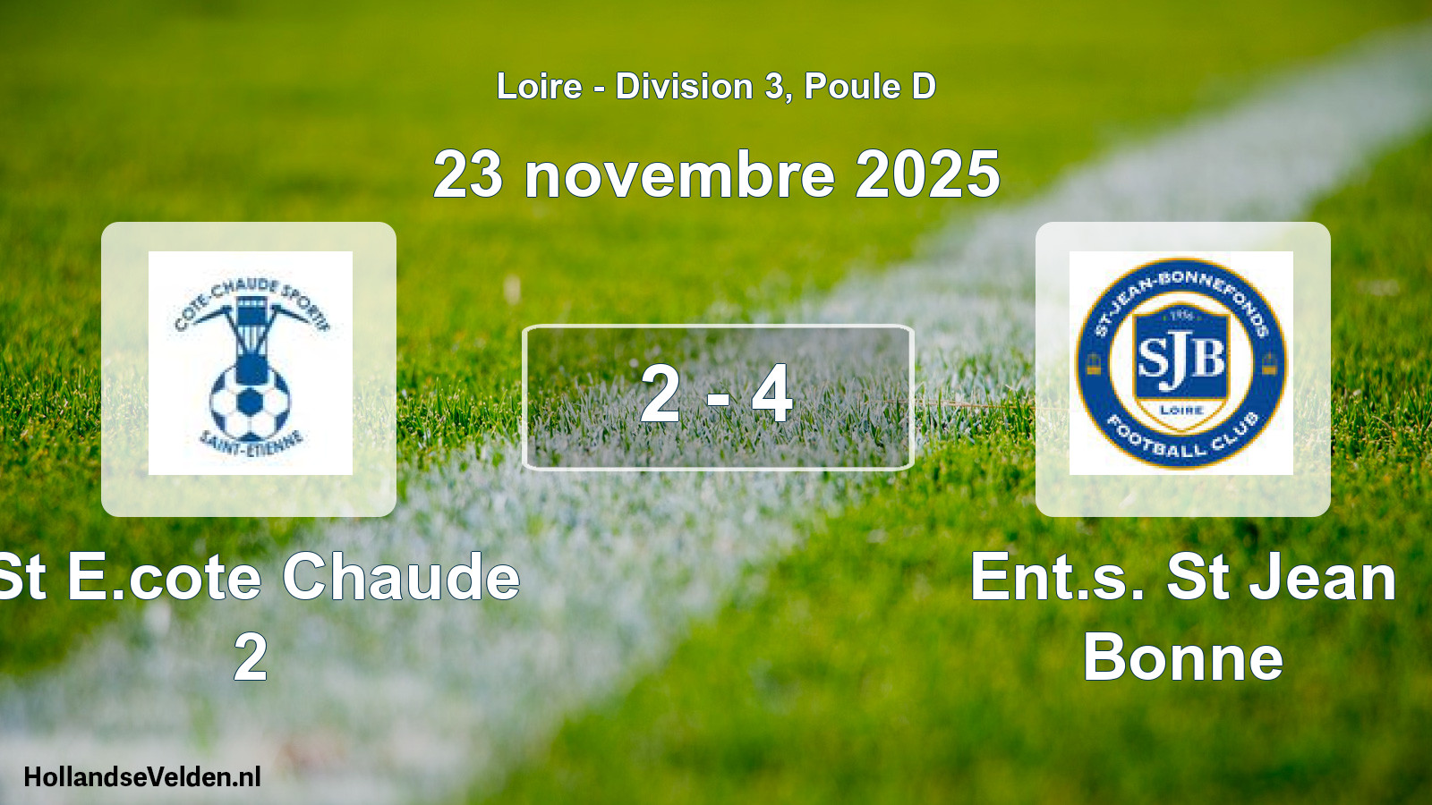 Gespeelde wedstrijd: St E.cote Chaude 2 - Ent.s. St Jean Bonne 2 - 4 (23 november 2025)