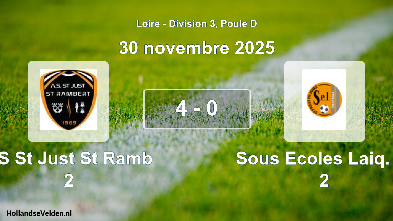 Gespeelde wedstrijd: AS St Just St Ramb 2 - Sous Ecoles Laiq. St 2 4 - 0 (30 november 2025)