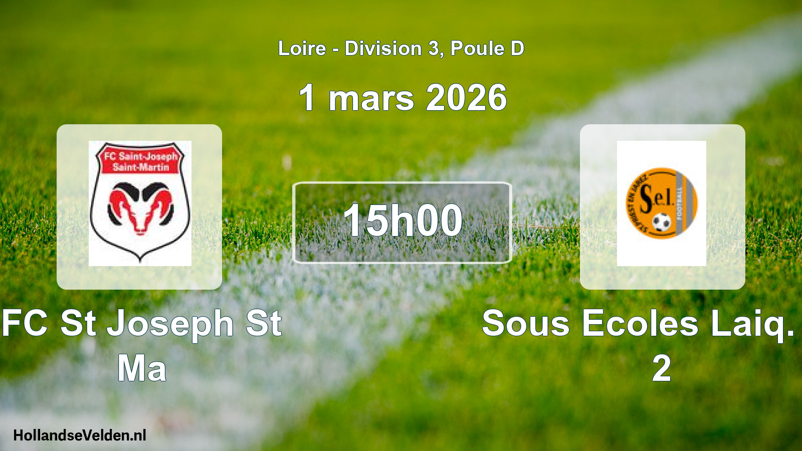 Geplande wedstrijd: FC St Joseph St Ma - Sous Ecoles Laiq. St 2 (1 maart 2026)