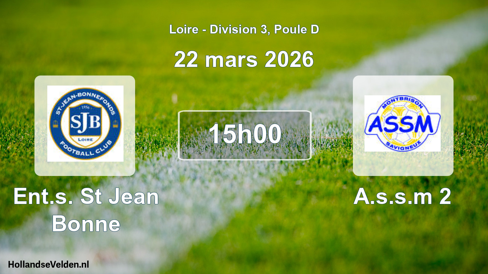 Geplande wedstrijd: Ent.s. St Jean Bonne - A.s.s.m 2 (22 maart 2026)
