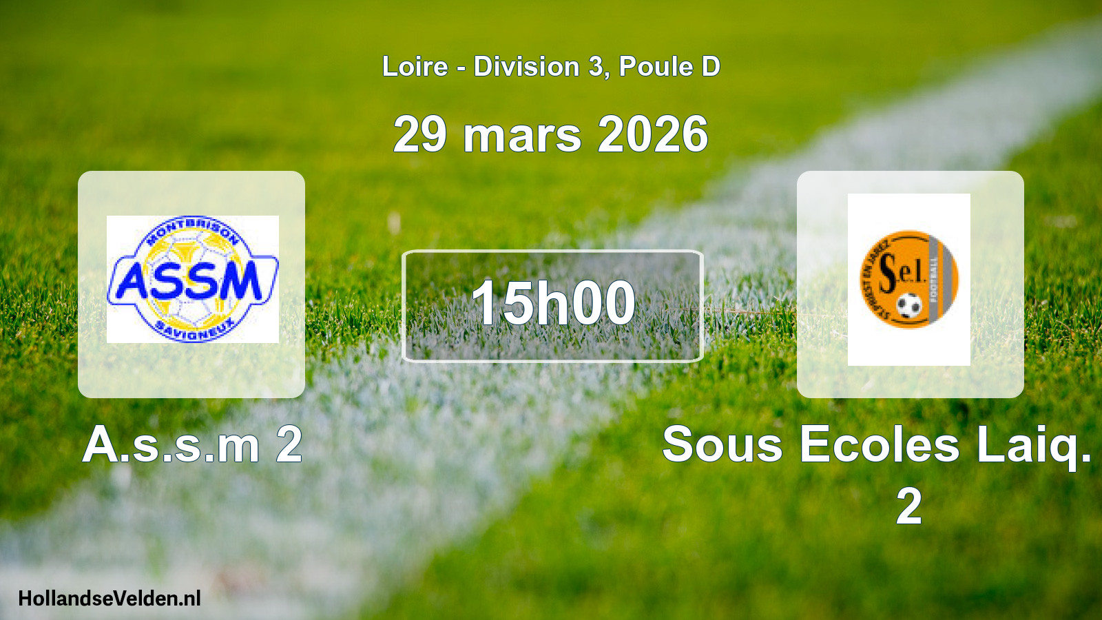Geplande wedstrijd: A.s.s.m 2 - Sous Ecoles Laiq. St 2 (29 maart 2026)