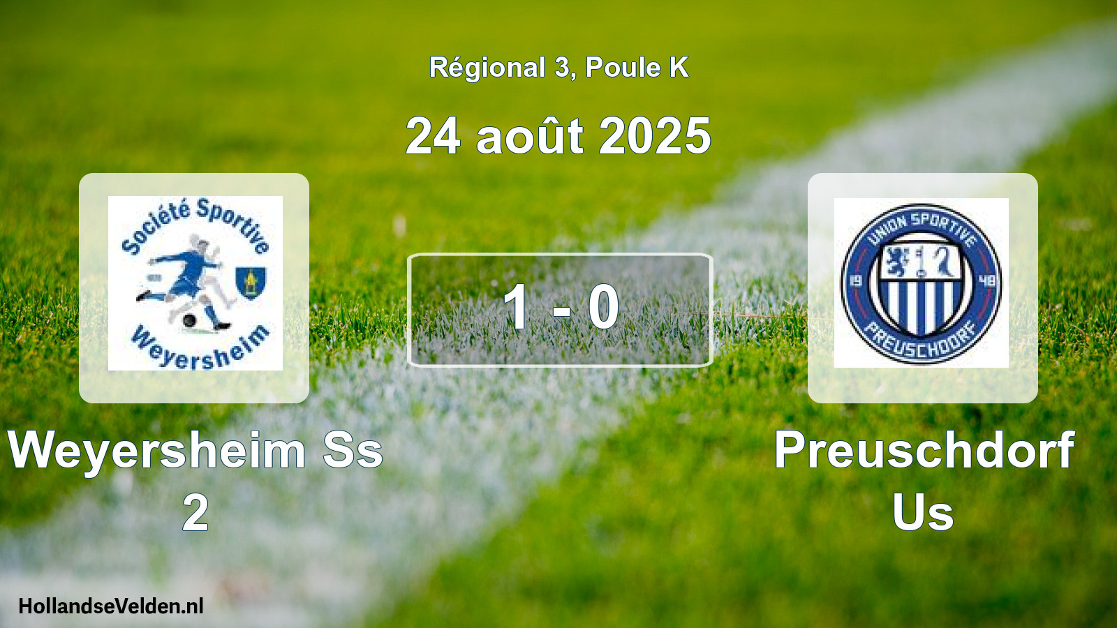 Total number of matches played: Weyersheim Ss 2 - Preuschdorf Us 1 - 0 (24 August 2025)