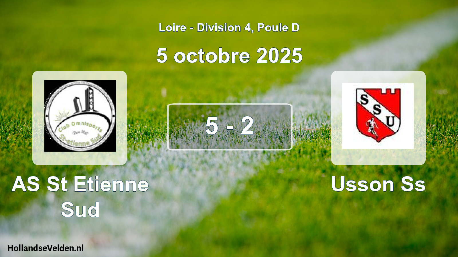 Total number of matches played: AS St Etienne Sud - Usson Ss 5 - 2 (5 October 2025)