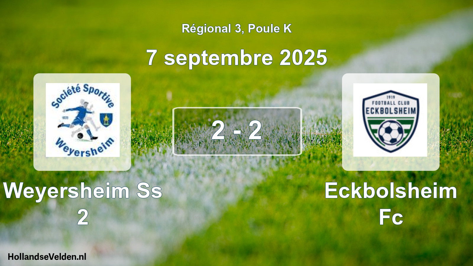 Gespeelde wedstrijd: Weyersheim Ss 2 - Eckbolsheim Fc 2 - 2 (7 septembre 2025)