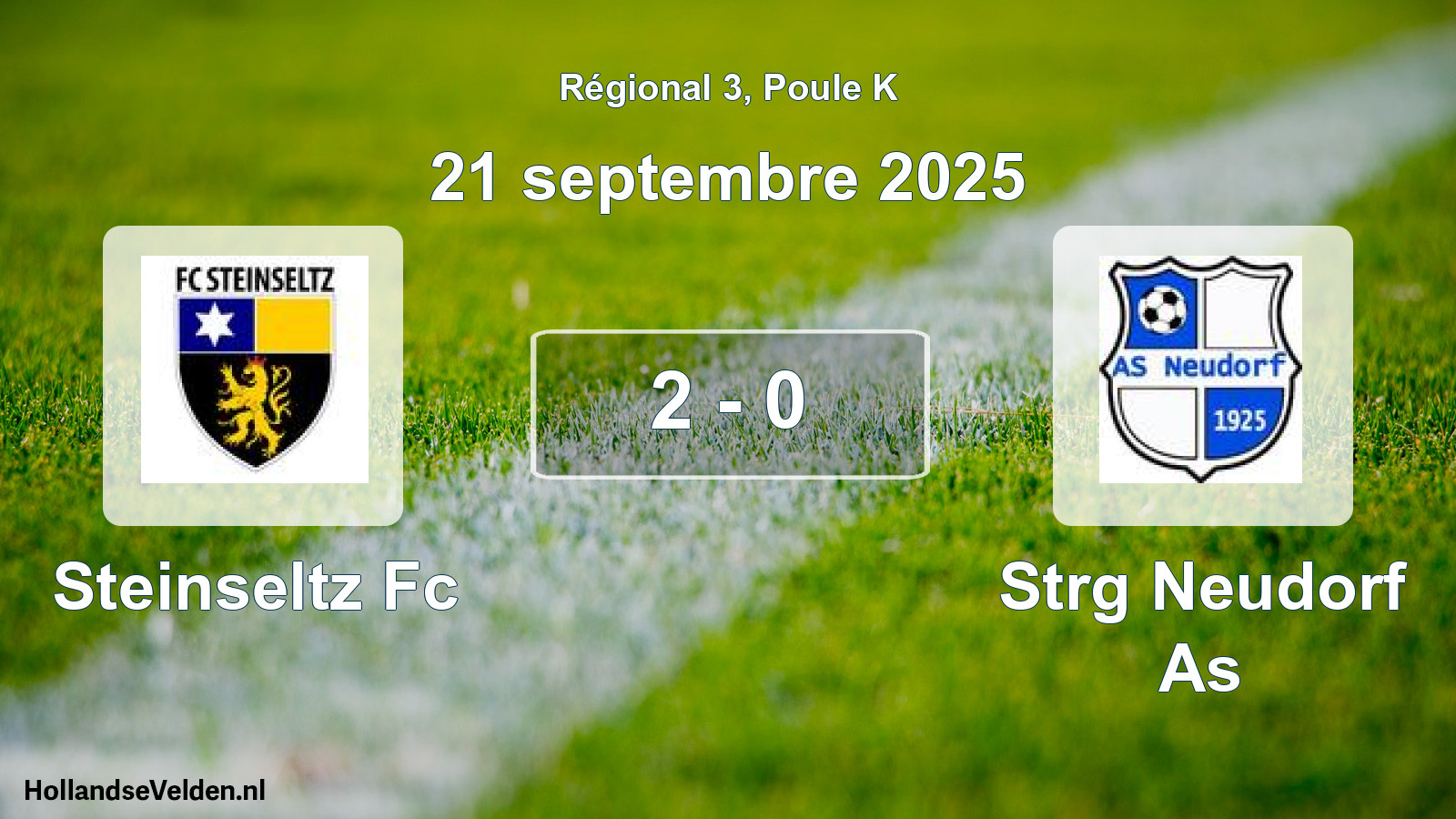 Total number of matches played: Steinseltz Fc - Strg Neudorf As 2 - 0 (21 September 2025)