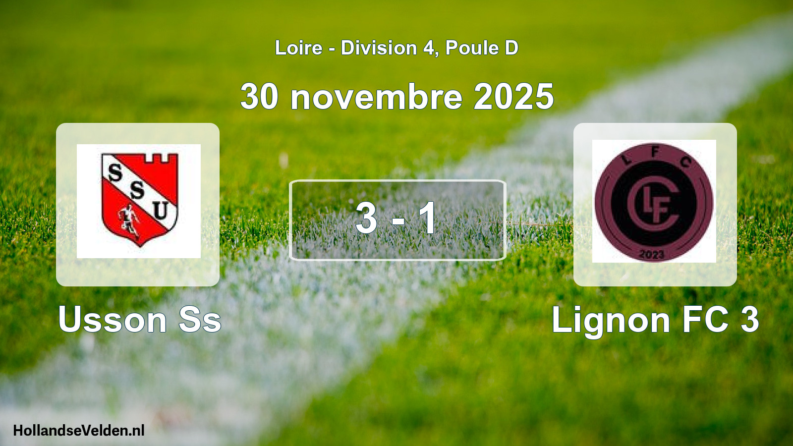 Gespeelde wedstrijd: Usson Ss - Lignon FC 3 3 - 1 (30 november 2025)