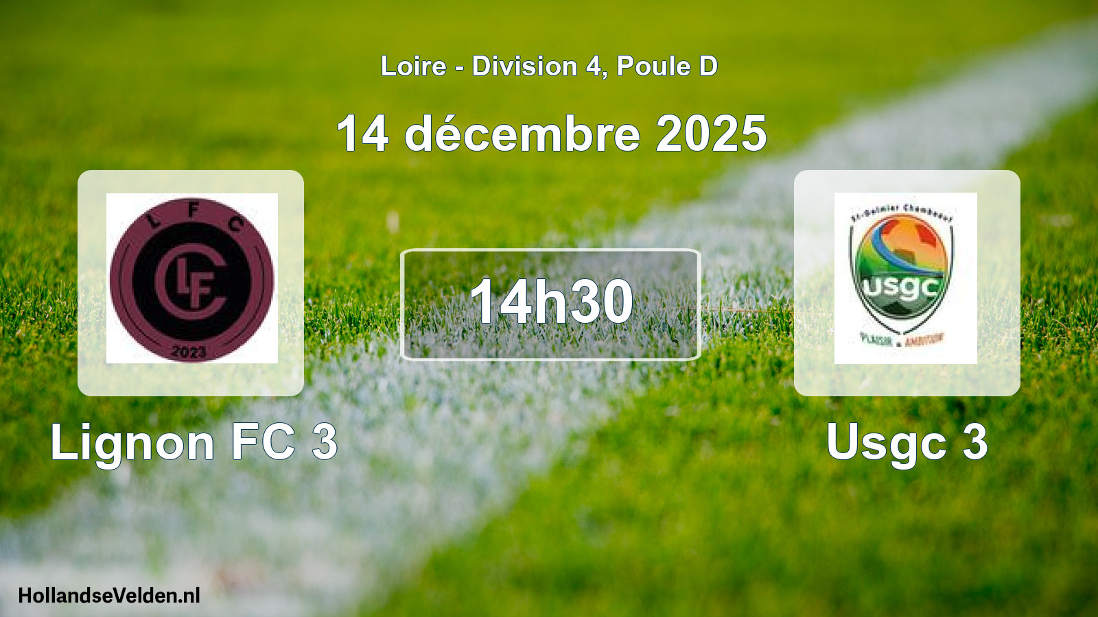Geplande wedstrijd: Lignon FC 3 - Usgc 3 (14 december 2025)