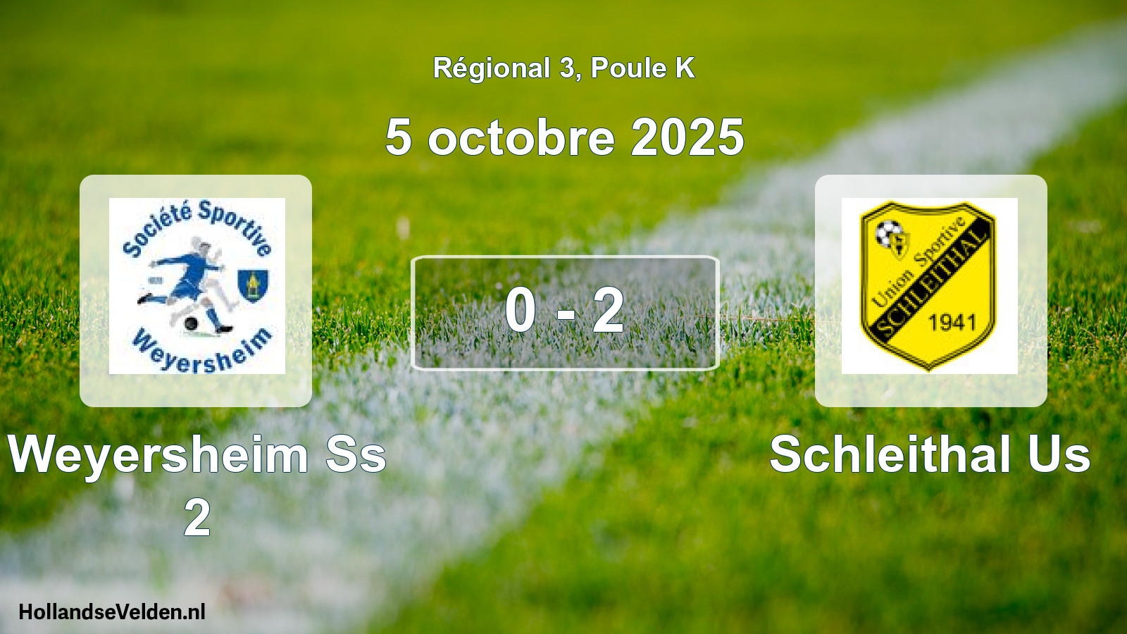 Gespeelde wedstrijd: Weyersheim Ss 2 - Schleithal Us 0 - 2 (5 octobre 2025)