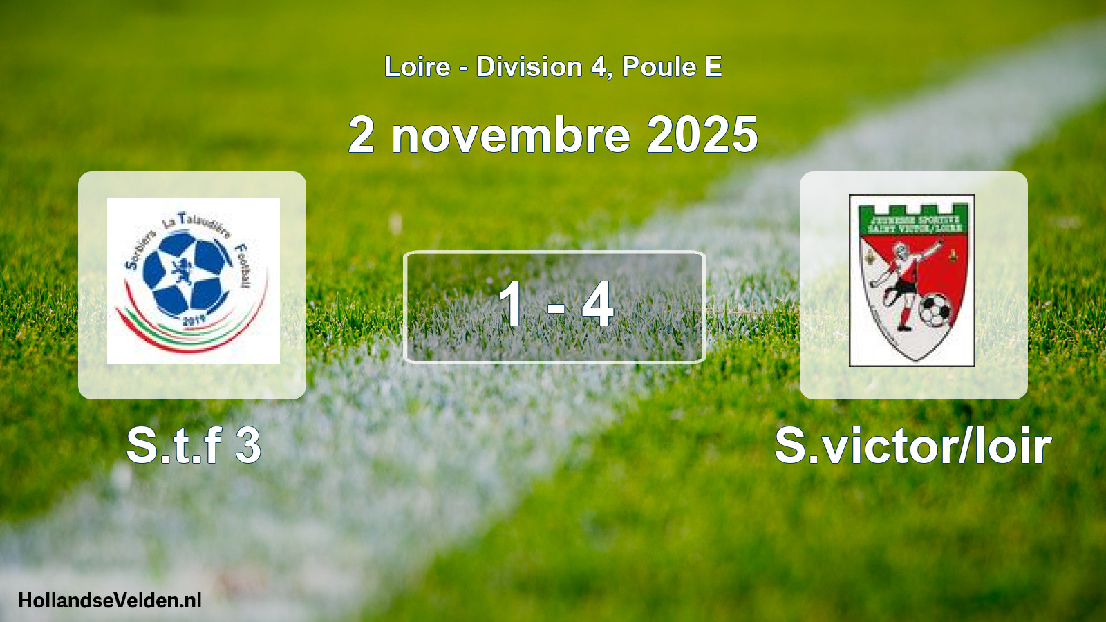 Gespeelde wedstrijd: S.t.f 3 - S.victor/loir 1 - 4 (2 november 2025)