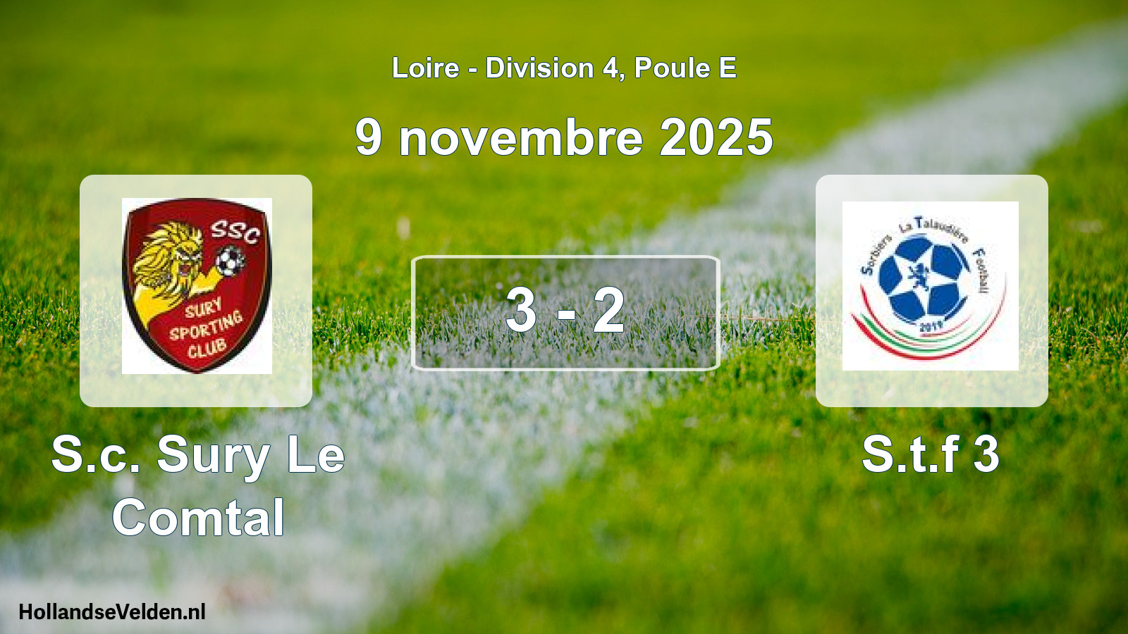 Gespeelde wedstrijd: S.c. Sury Le Comtal - S.t.f 3 3 - 2 (9 november 2025)