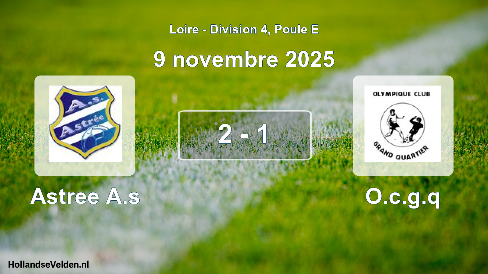 Gespeelde wedstrijd: Astree A.s - O.c.g.q 2 - 1 (9 november 2025)