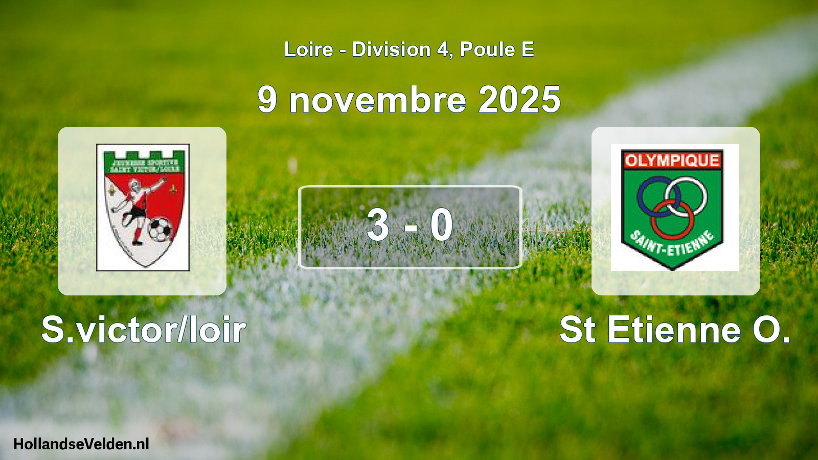 Gespeelde wedstrijd: S.victor/loir - St Etienne O. 3 - 0 (9 november 2025)