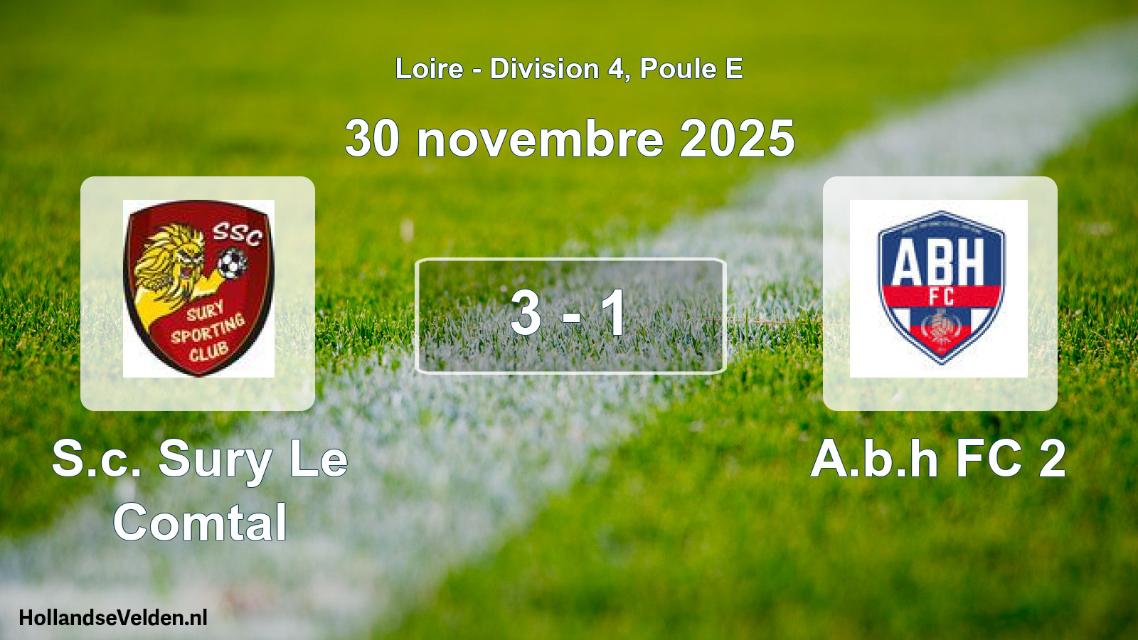 Gespeelde wedstrijd: S.c. Sury Le Comtal - A.b.h FC 2 3 - 1 (30 november 2025)