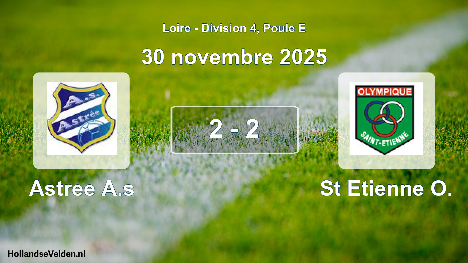 Gespeelde wedstrijd: Astree A.s - St Etienne O. 2 - 2 (30 november 2025)