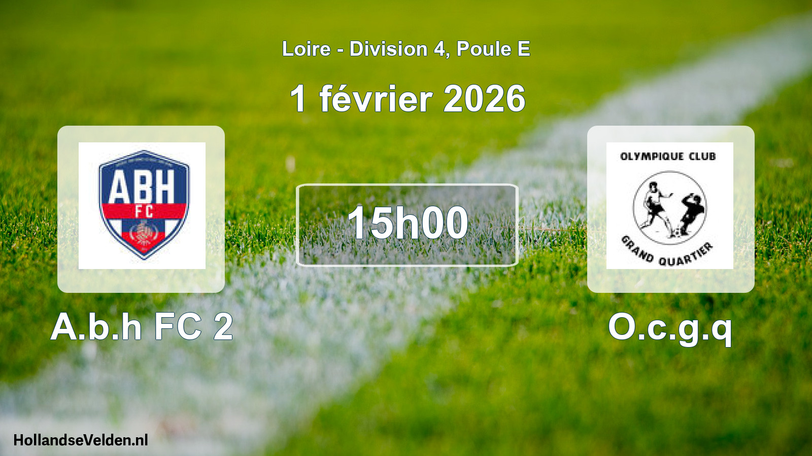 Geplande wedstrijd: A.b.h FC 2 - O.c.g.q (1 februari 2026)