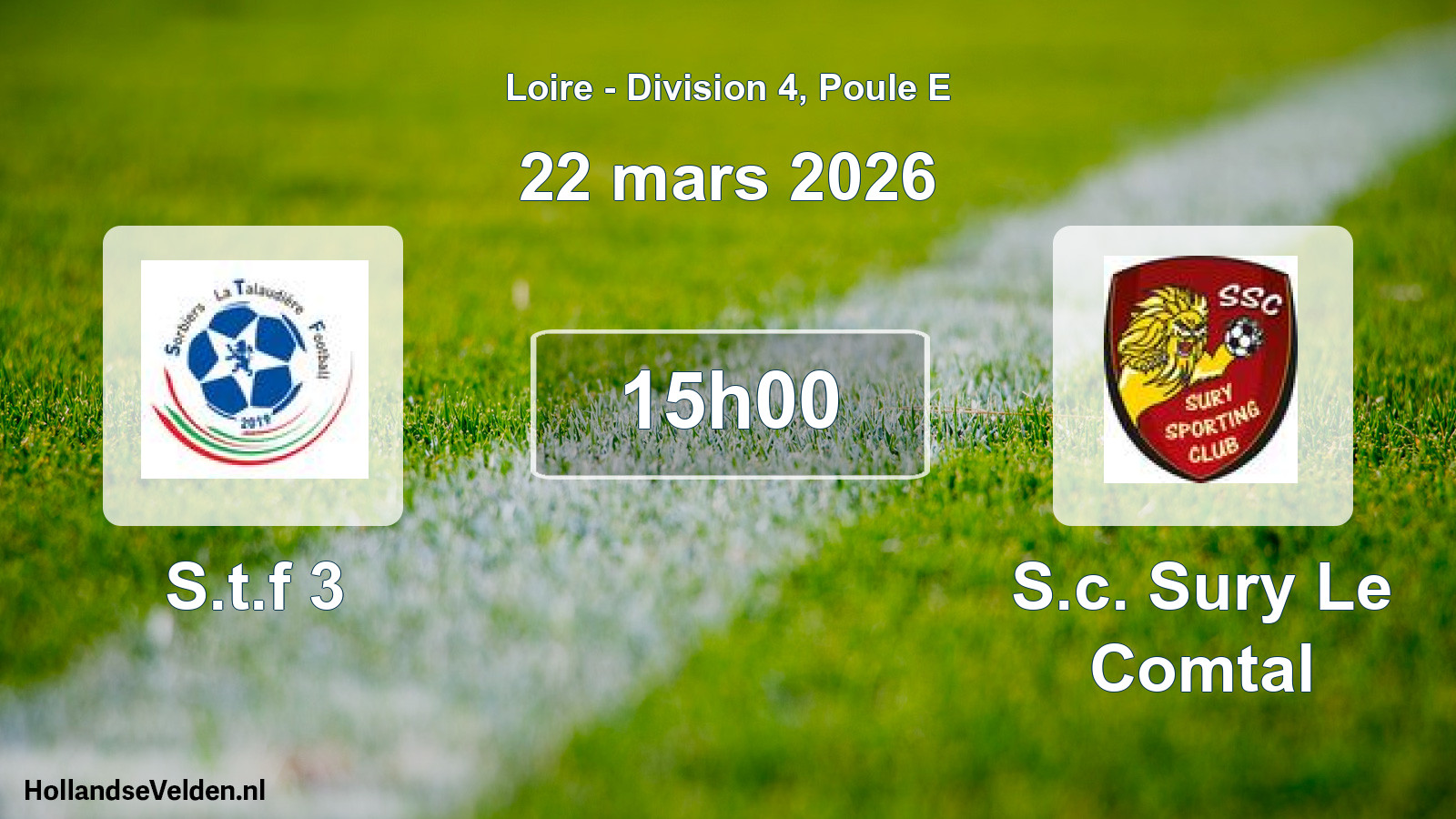 Match programmé: S.t.f 3 - S.c. Sury Le Comtal (22 mars 2026)