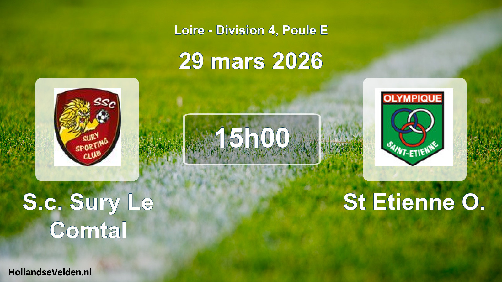 Match programmé: S.c. Sury Le Comtal - St Etienne O. (29 mars 2026)