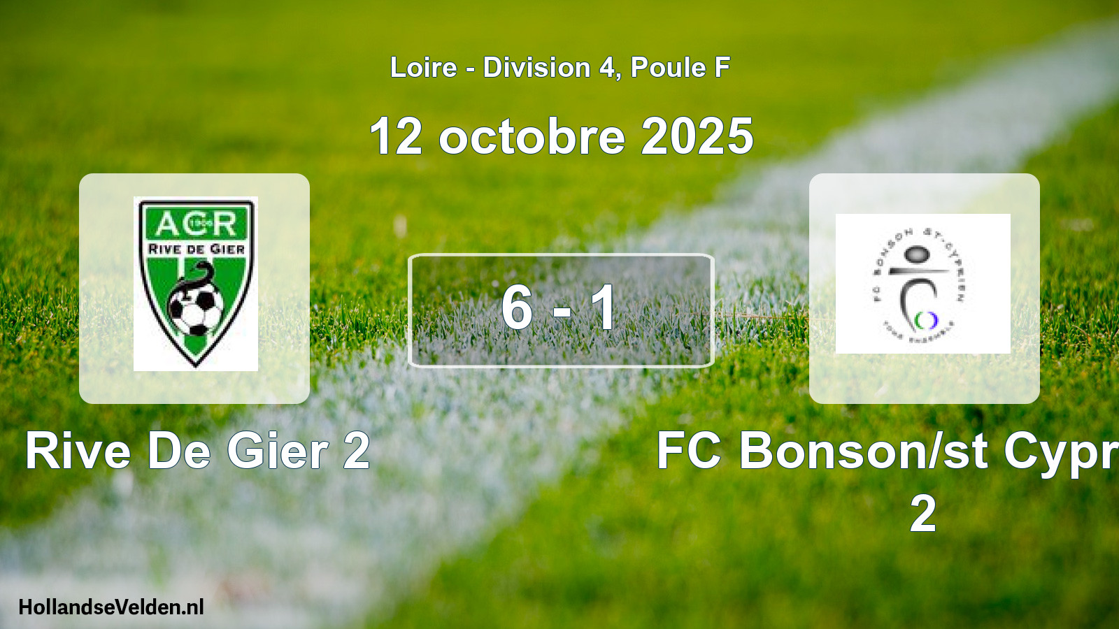 Gespeelde wedstrijd: Rive De Gier 2 - FC Bonson/st Cyprien 2 6 - 1 (12 oktober 2025)