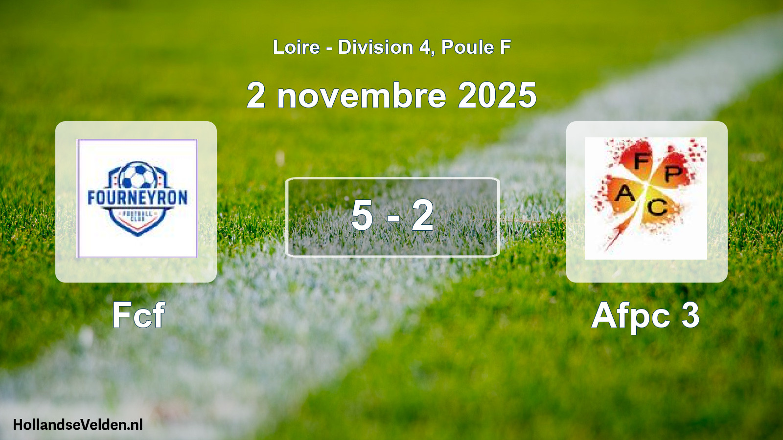 Gespeelde wedstrijd: Fcf - Afpc 3 5 - 2 (2 november 2025)