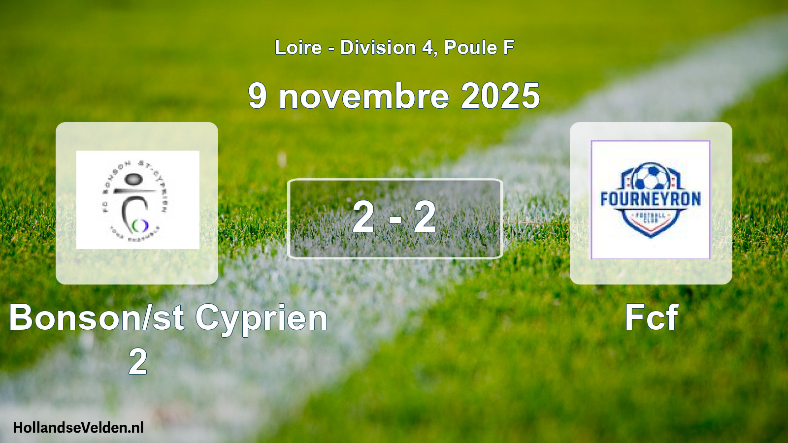 Gespeelde wedstrijd: FC Bonson/st Cyprien 2 - Fcf 2 - 2 (9 november 2025)