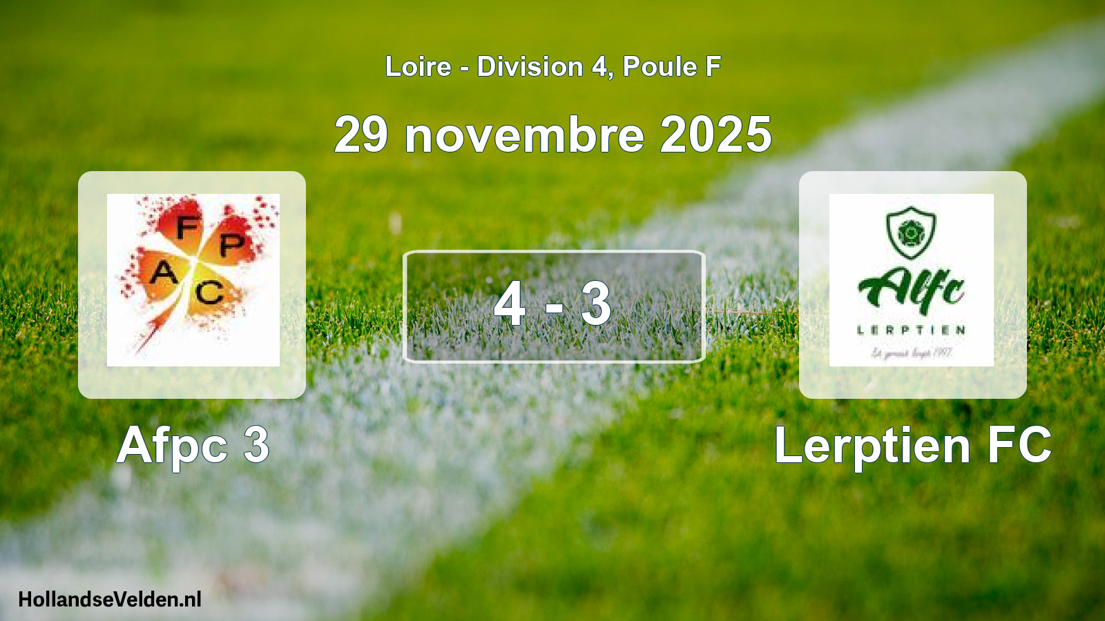Gespeelde wedstrijd: Afpc 3 - Lerptien FC 4 - 3 (29 november 2025)