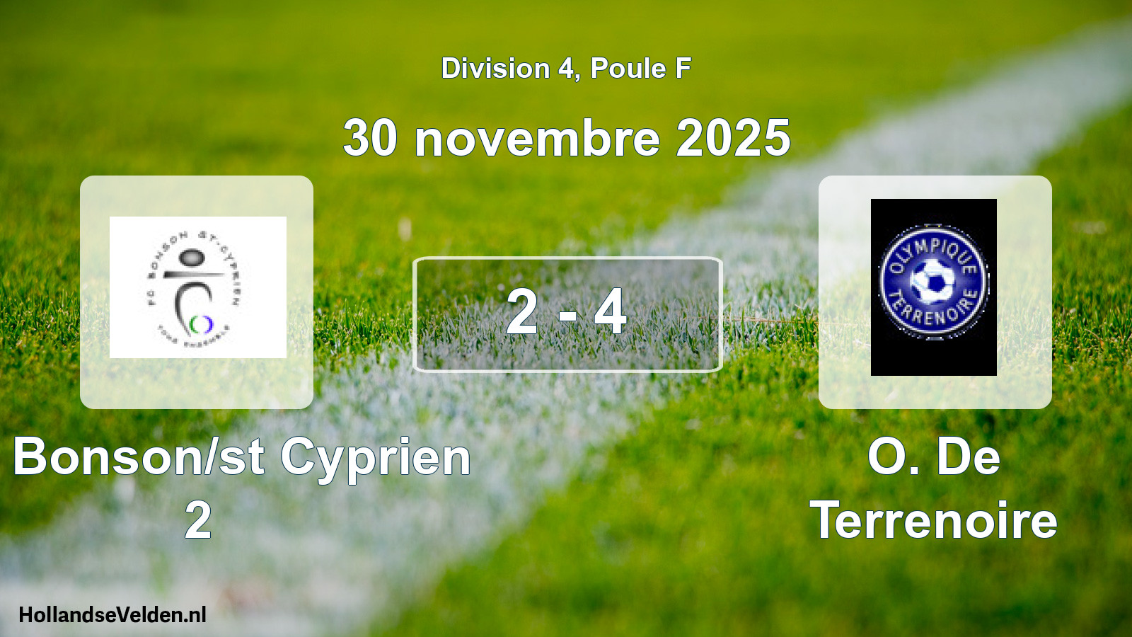 Total number of matches played: FC Bonson/st Cyprien 2 - O. De Terrenoire 2 - 4 (30 November 2025)