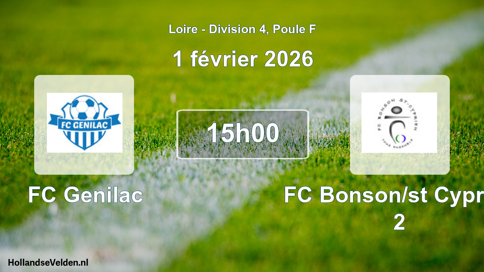 Geplande wedstrijd: FC Genilac - FC Bonson/st Cyprien 2 (1 februari 2026)
