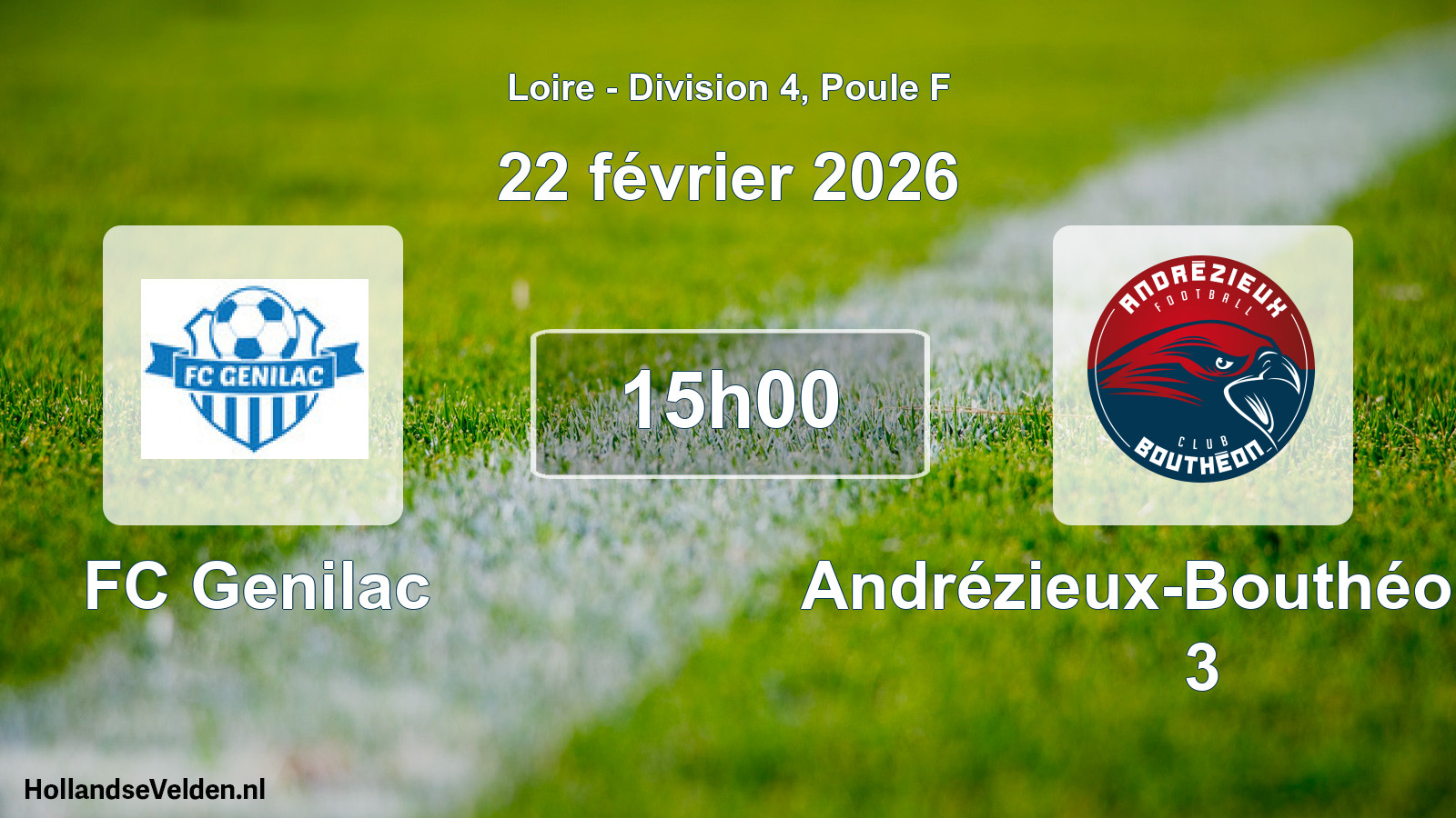 Geplande wedstrijd: FC Genilac - Andrézieux-Bouthéon FC 3 (22 februari 2026)