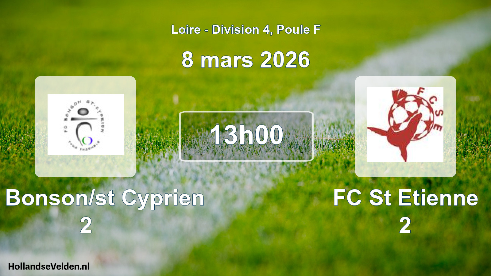 Geplande wedstrijd: FC Bonson/st Cyprien 2 - FC St Etienne 2 (8 maart 2026)
