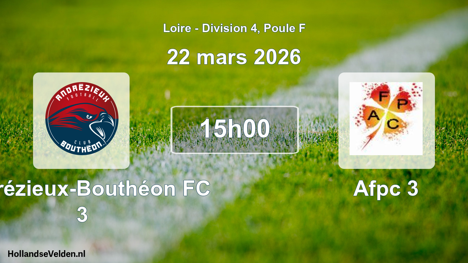Geplande wedstrijd: Andrézieux-Bouthéon FC 3 - Afpc 3 (22 maart 2026)