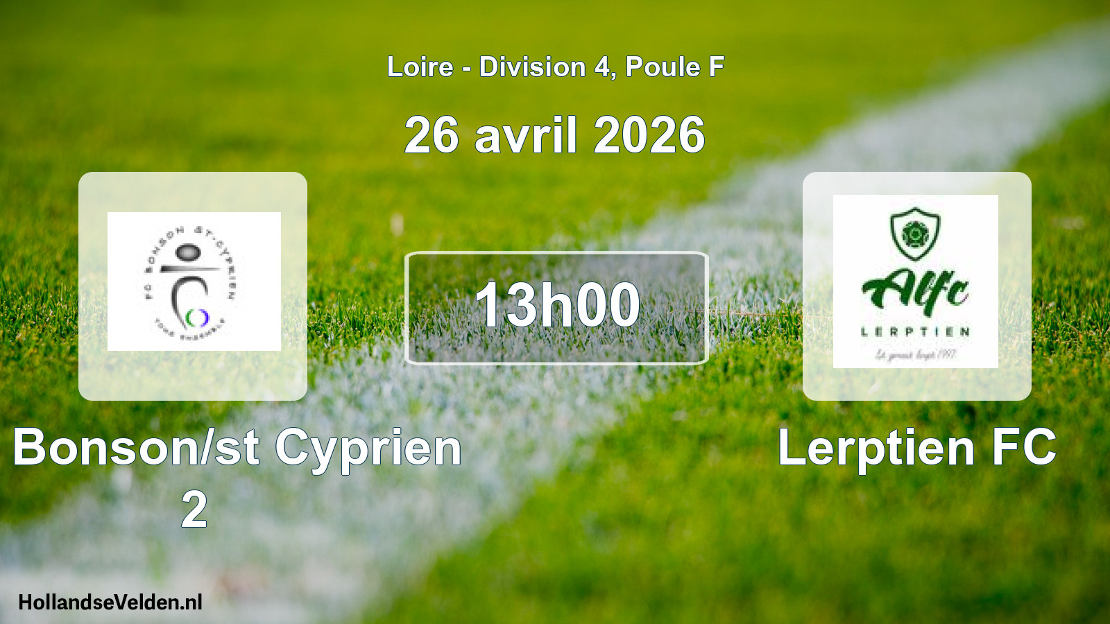 Geplande wedstrijd: FC Bonson/st Cyprien 2 - Lerptien FC (26 april 2026)