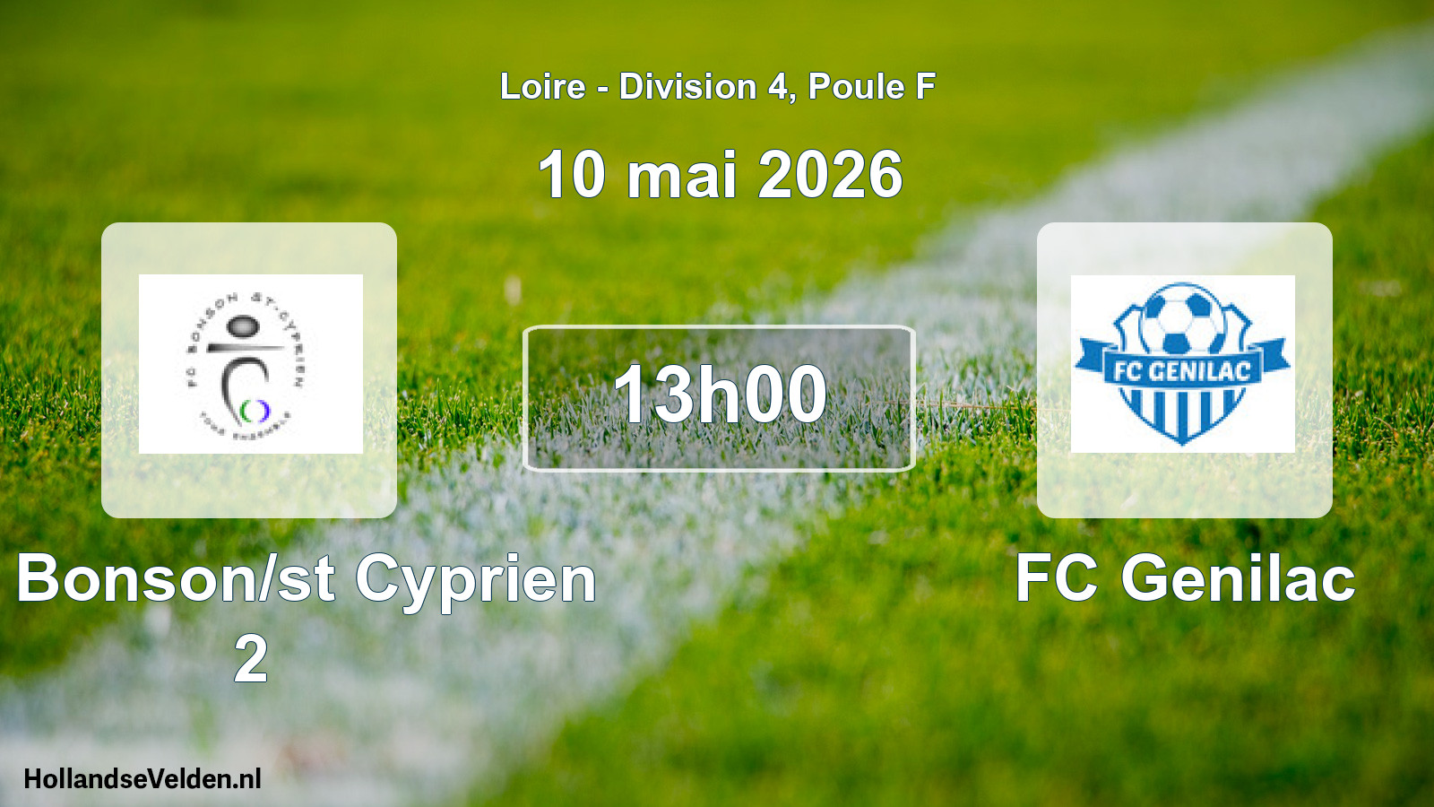 Geplande wedstrijd: FC Bonson/st Cyprien 2 - FC Genilac (10 mei 2026)