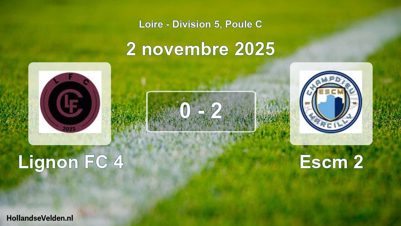 Gespeelde wedstrijd: Lignon FC 4 - Escm 2 0 - 2 (2 november 2025)