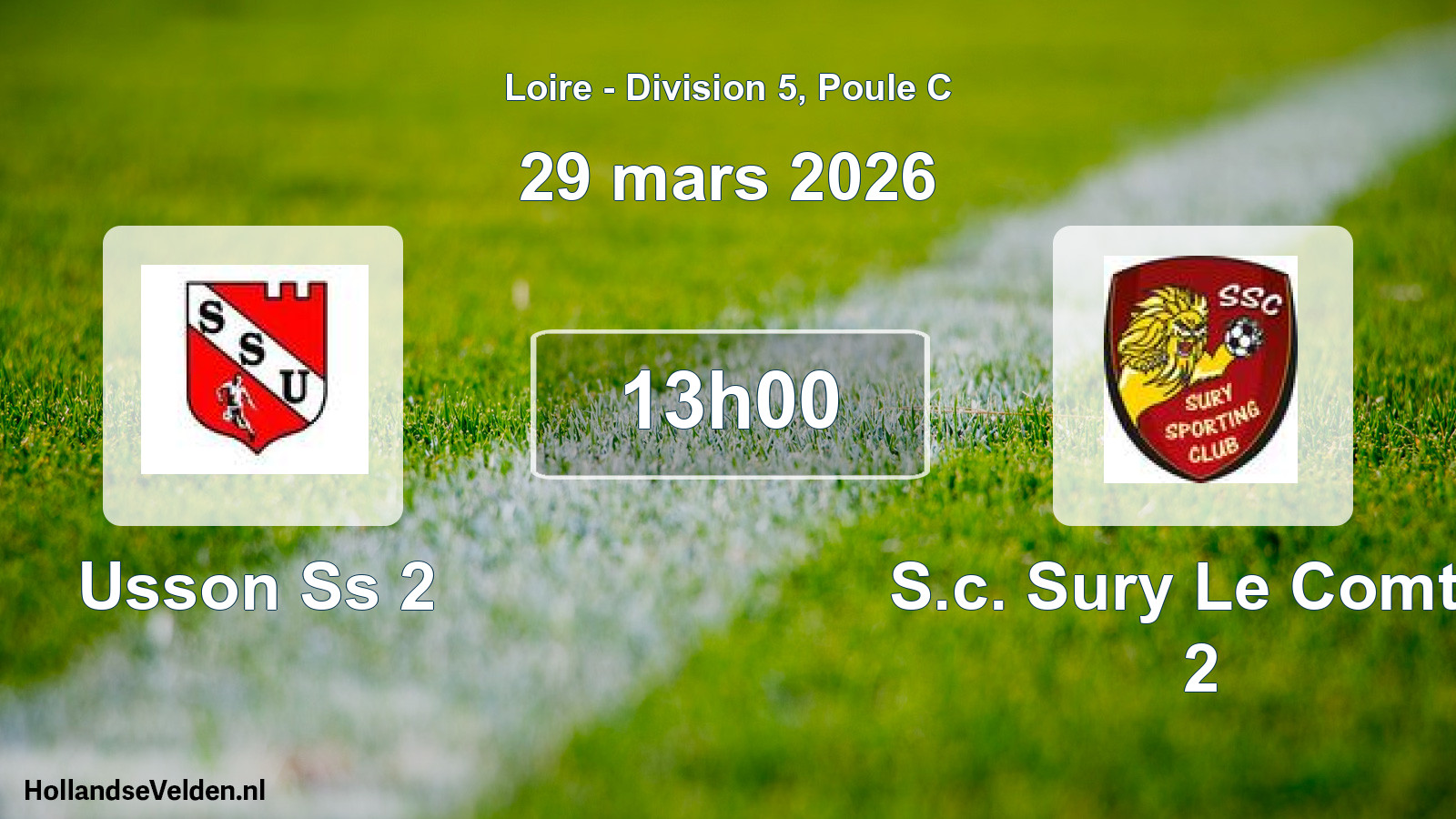 Geplande wedstrijd: Usson Ss 2 - S.c. Sury Le Comtal 2 (29 maart 2026)