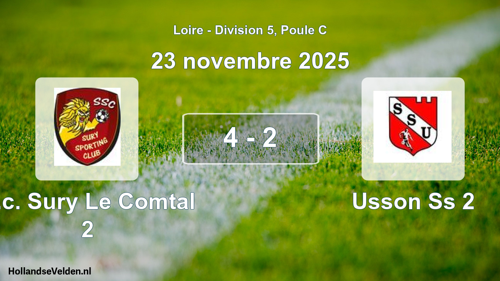 Gespeelde wedstrijd: S.c. Sury Le Comtal 2 - Usson Ss 2 4 - 2 (23 november 2025)