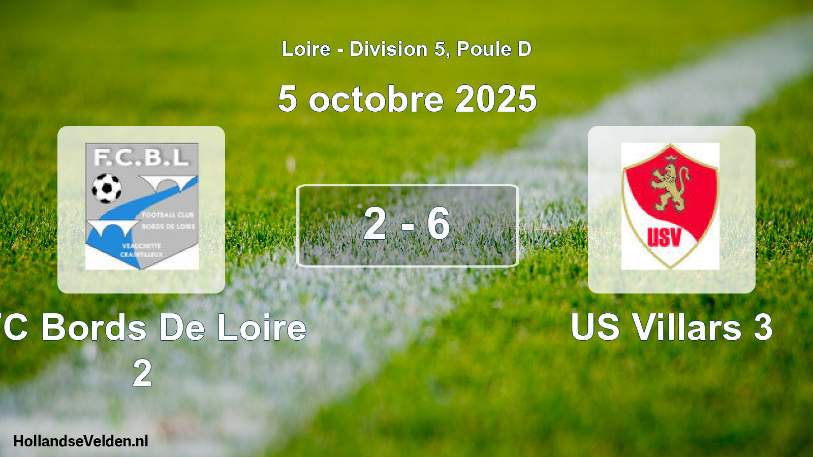 Gespeelde wedstrijd: FC Bords De Loire 2 - US Villars 3 2 - 6 (5 oktober 2025)