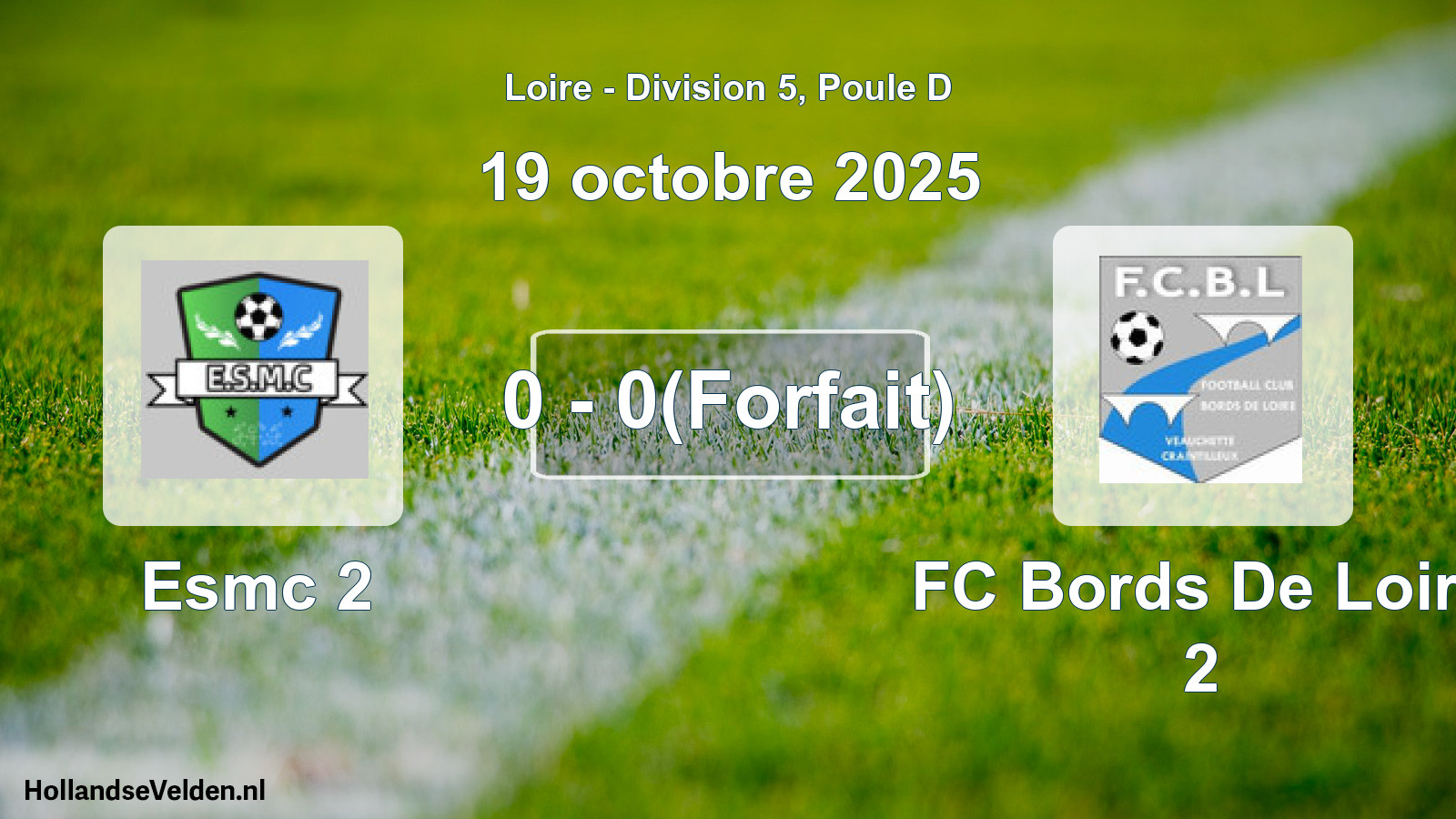 Gespeelde wedstrijd: Esmc 2 - FC Bords De Loire 2 0 - 0(Forfait) (19 oktober 2025)