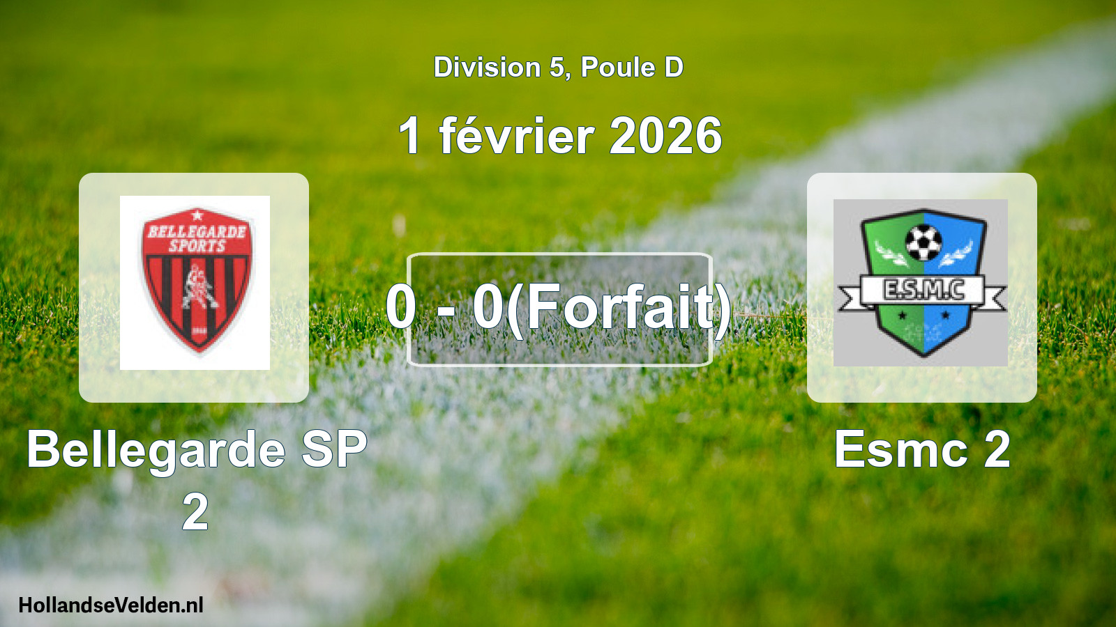 Match joué: Bellegarde SP 2 - Esmc 2 0 - 0(Forfait) (1 février 2026)