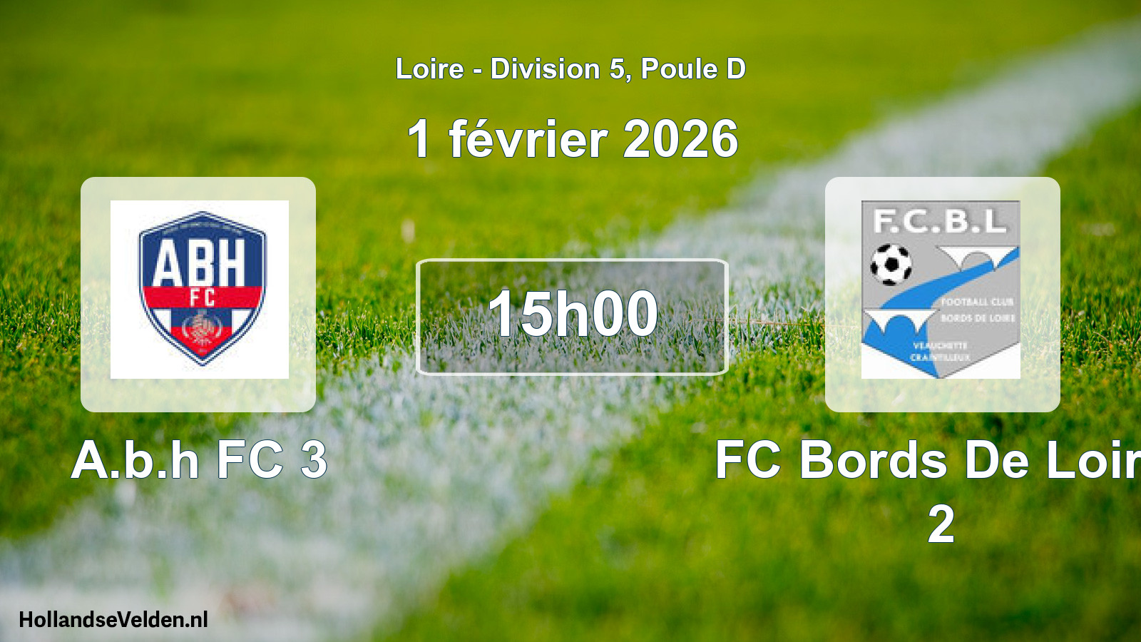 Geplande wedstrijd: A.b.h FC 3 - FC Bords De Loire 2 (1 februari 2026)