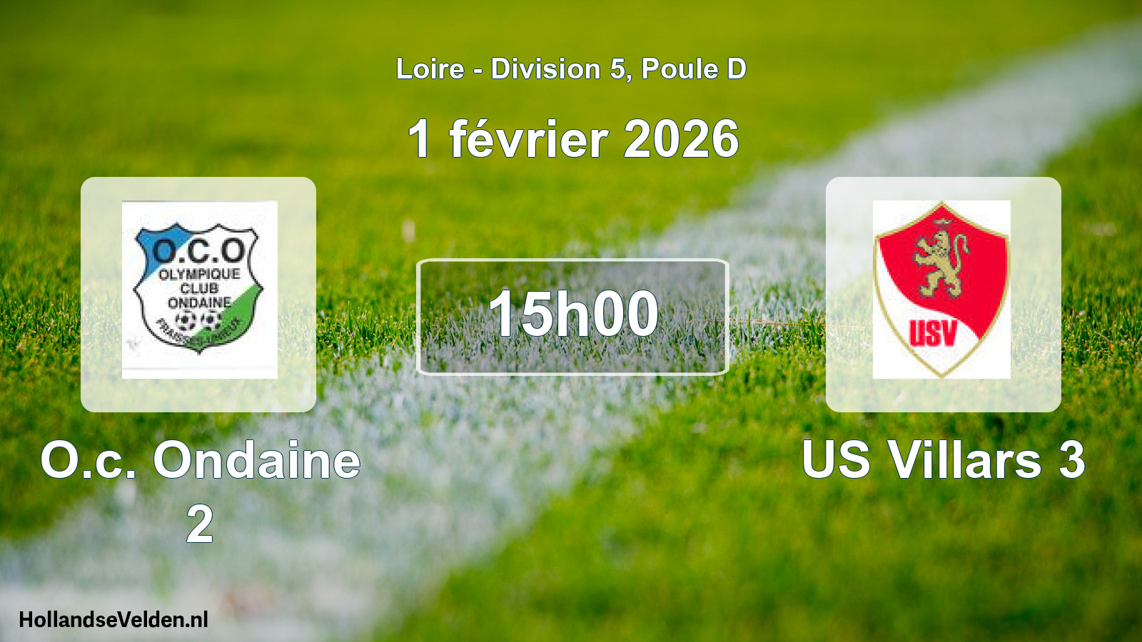 Geplande wedstrijd: O.c. Ondaine 2 - US Villars 3 (1 februari 2026)