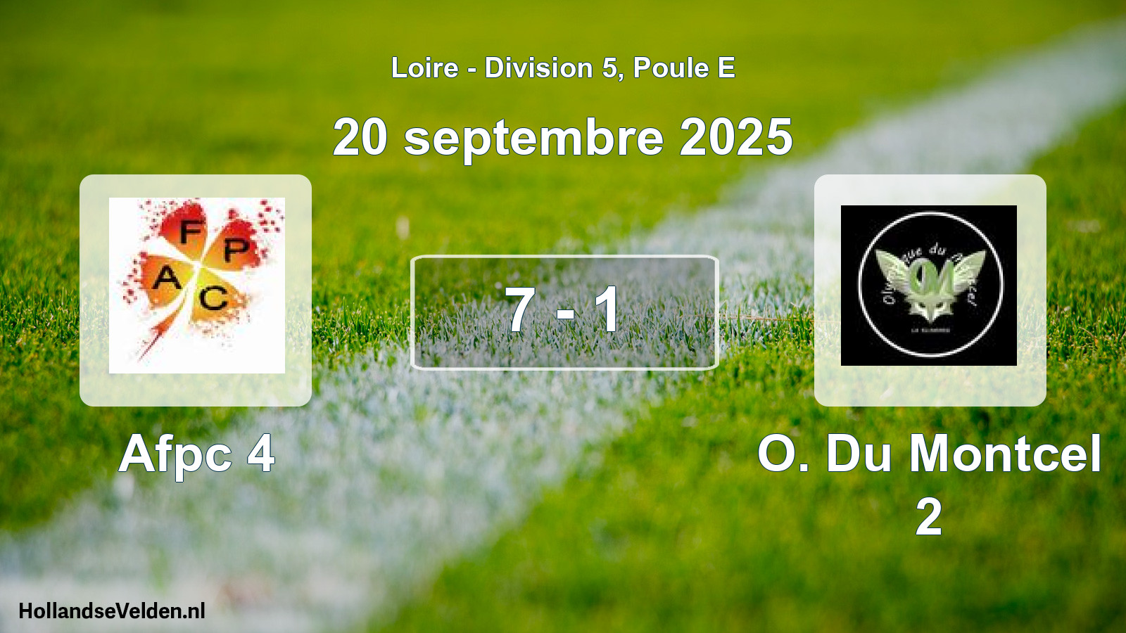 Match joué: Afpc 4 - O. Du Montcel 2 7 - 1 (20 septembre 2025)