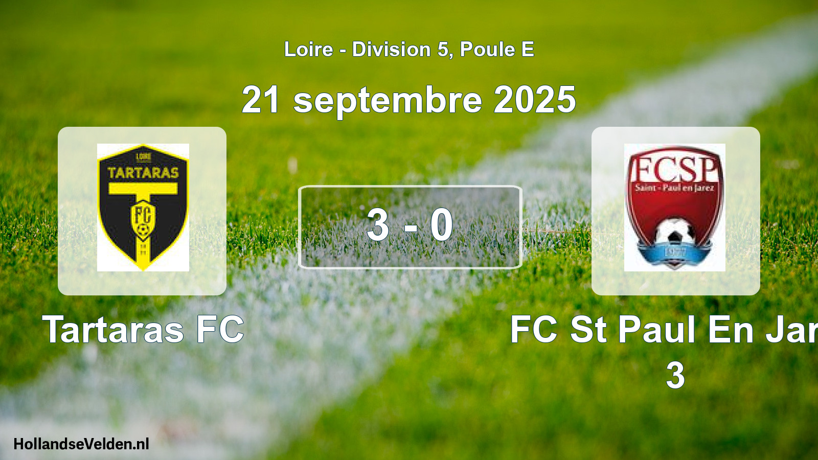 Gespeelde wedstrijd: Tartaras FC - FC St Paul En Jare 3 3 - 0 (21 september 2025)