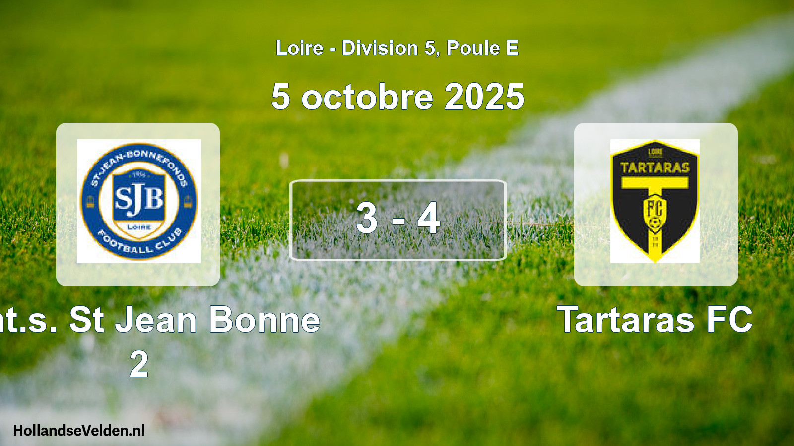 Gespeelde wedstrijd: Ent.s. St Jean Bonne 2 - Tartaras FC 3 - 4 (5 oktober 2025)