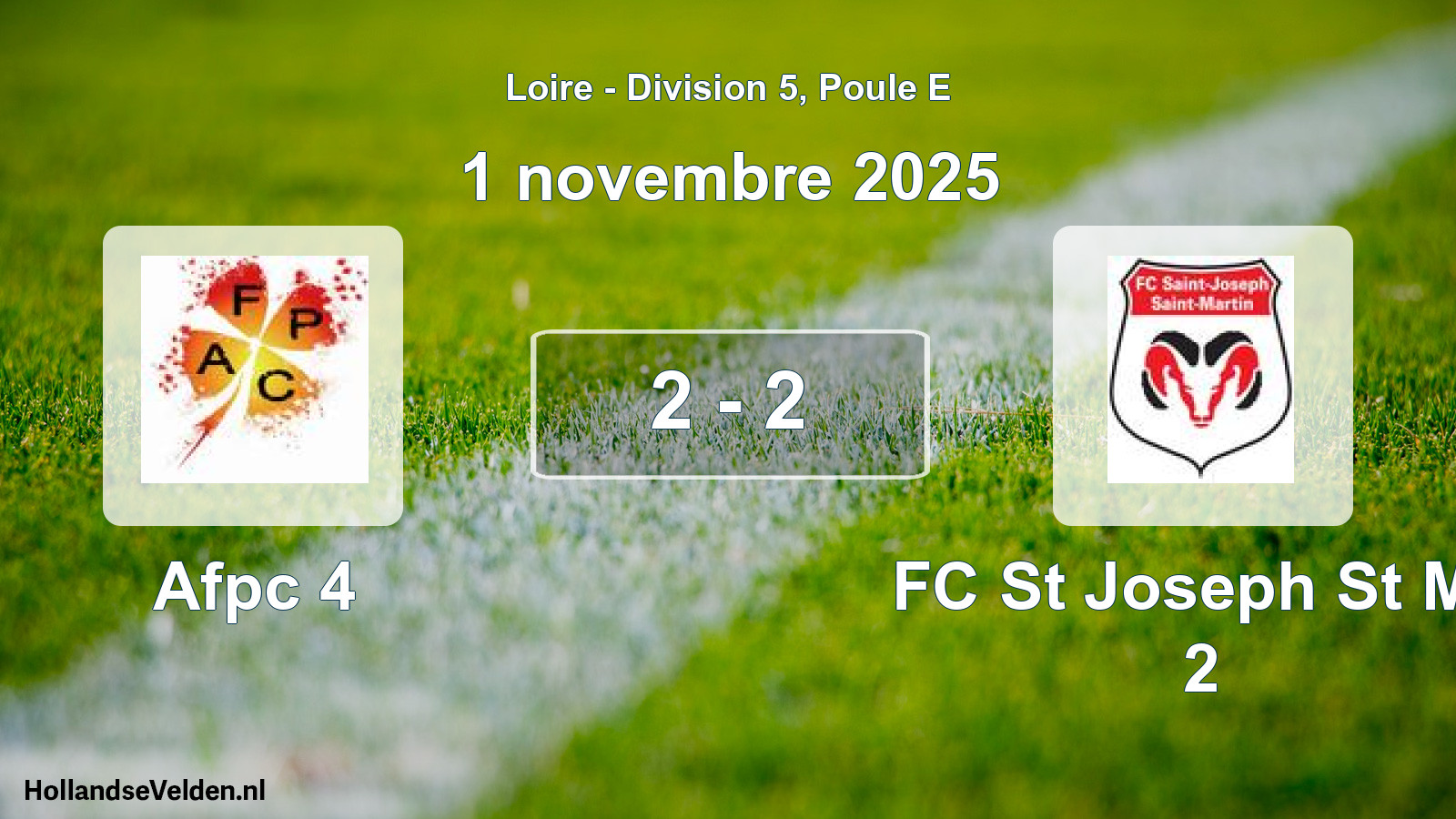 Match joué: Afpc 4 - FC St Joseph St Ma 2 2 - 2 (1 novembre 2025)
