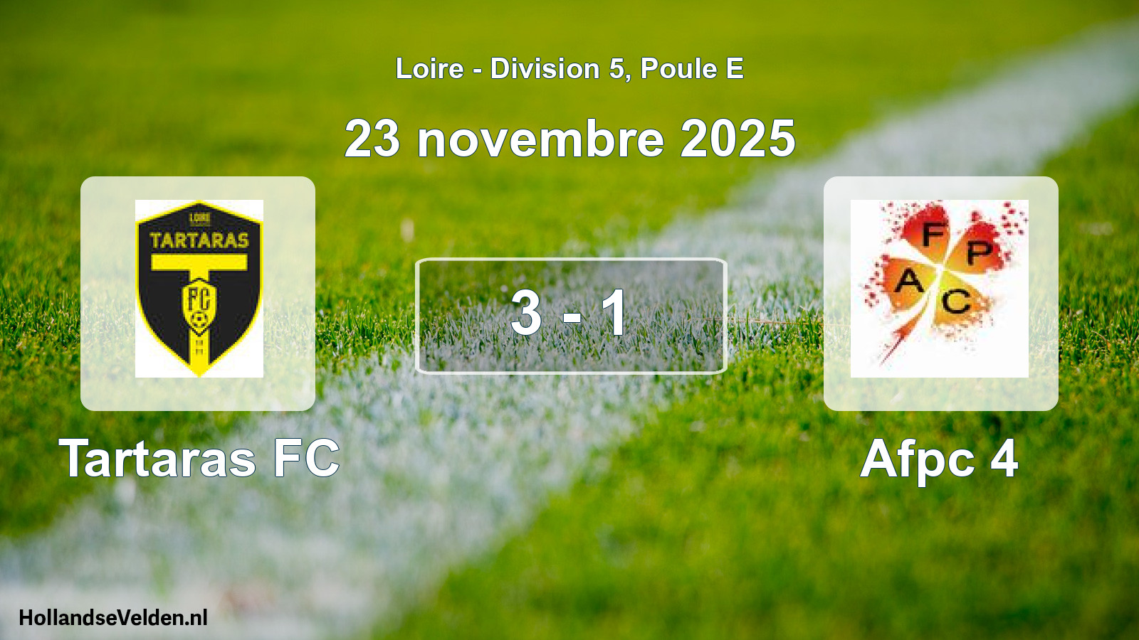 Gespeelde wedstrijd: Tartaras FC - Afpc 4 3 - 1 (23 november 2025)